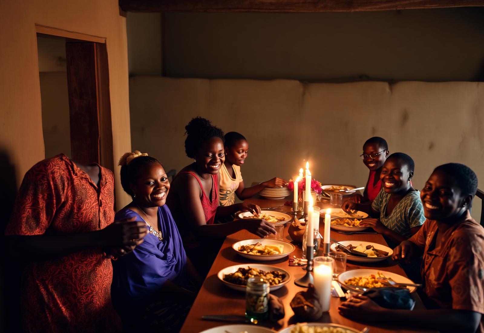 Family sharing a meal